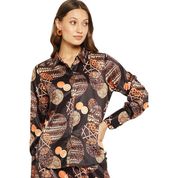 Gypsie Blu Satin Pajama Pant Set for Women Long Sleeve Button Down Shirt 2 Piece - Picture 5 of 7